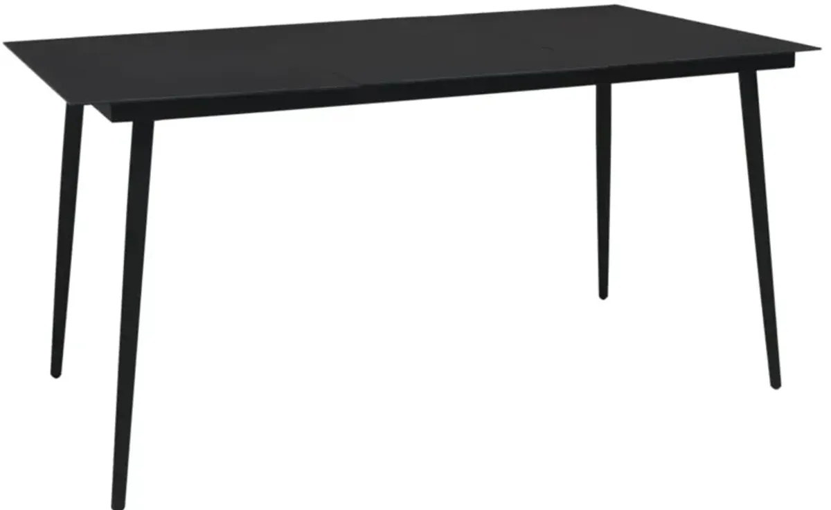 vidaXL Garden Dining Table Black 74.8"x35.4"x29.1" Steel and Glass