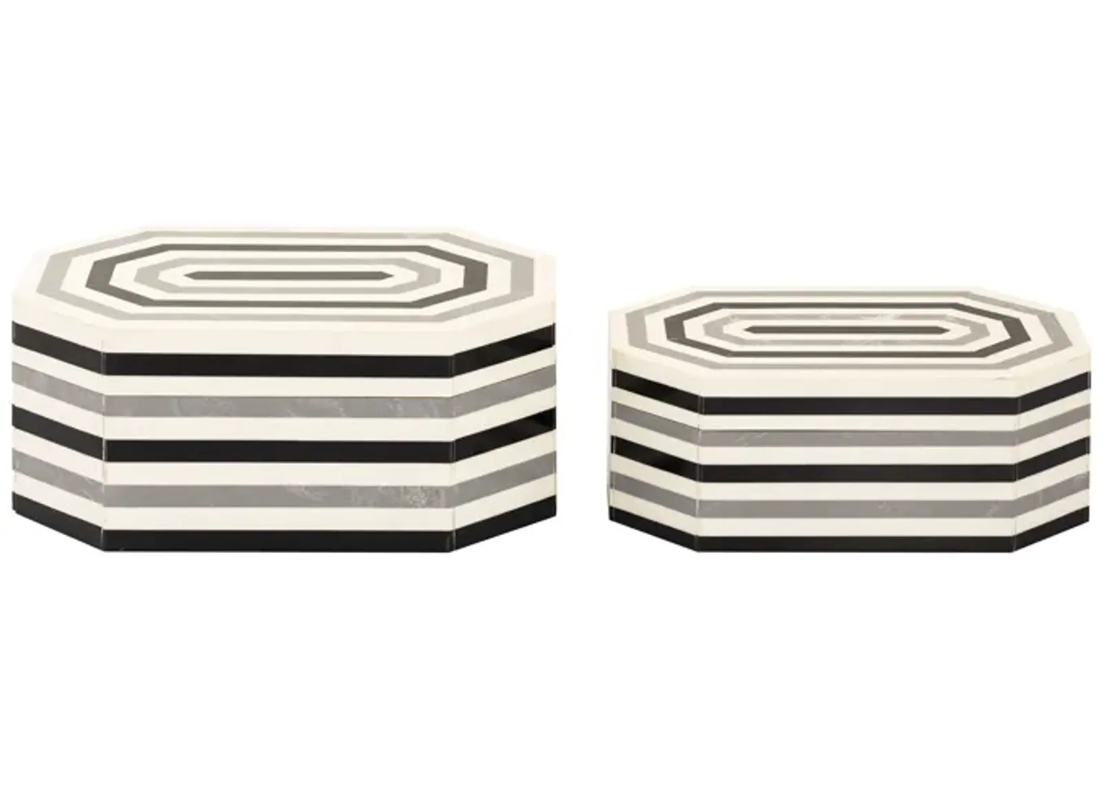 Octagonal Striped Box Set of 2