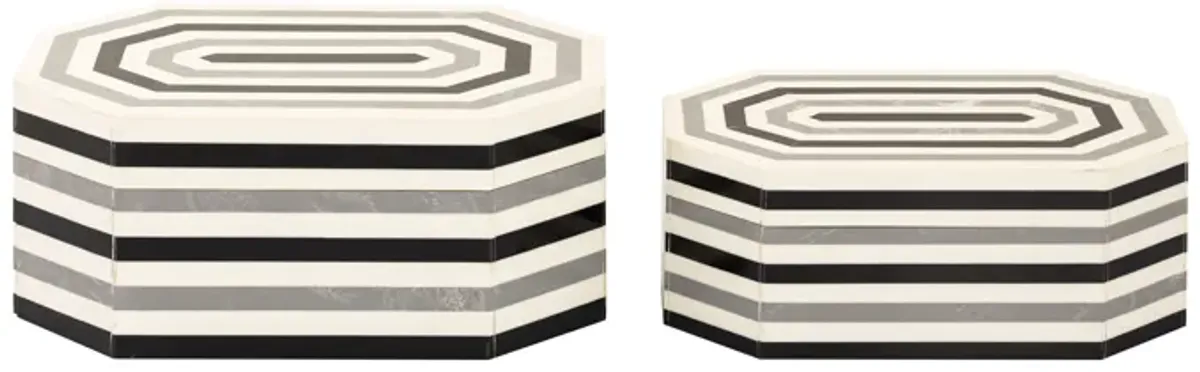 Octagonal Striped Box Set of 2