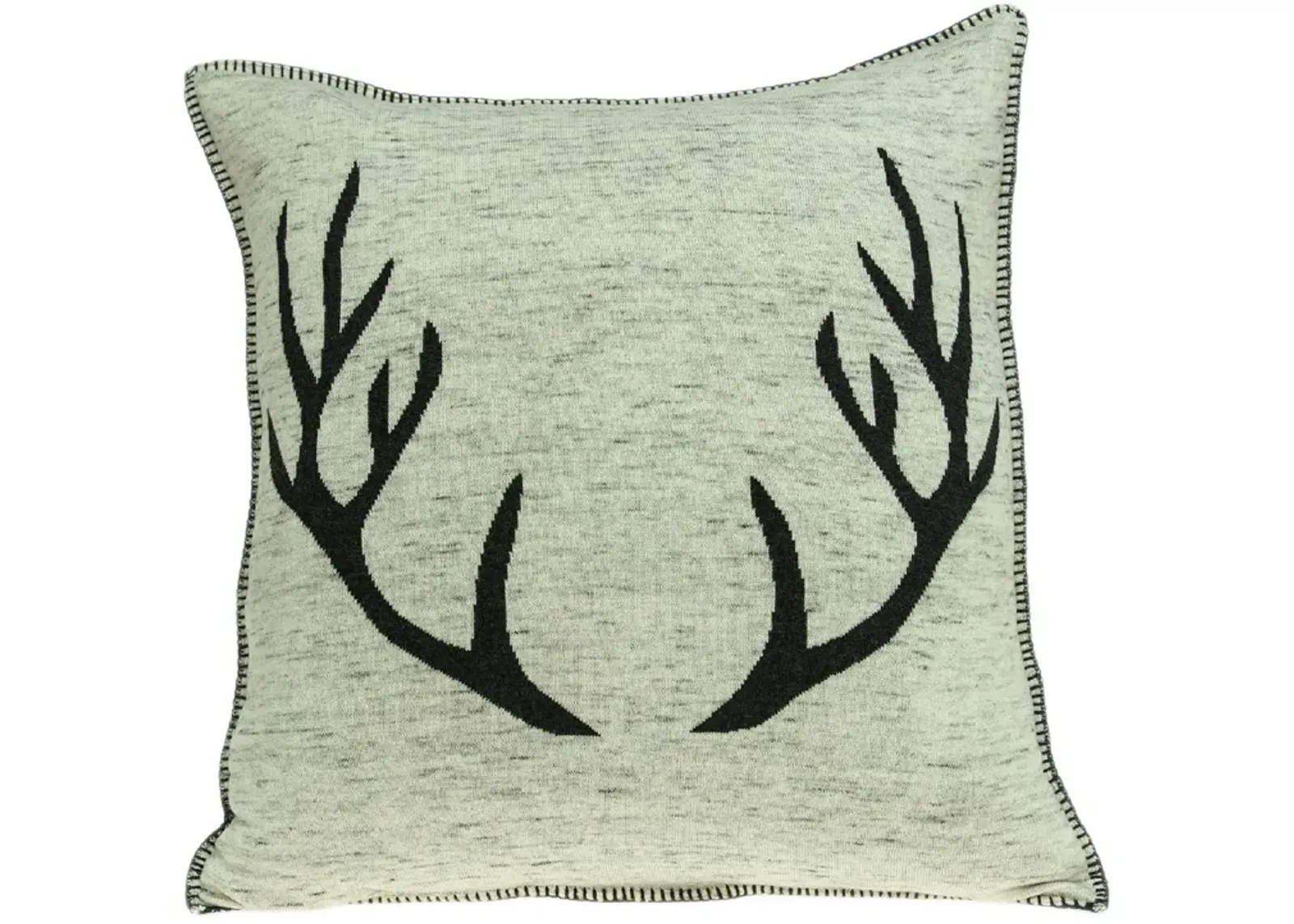 20” Tan and Black Lodge Style Antlers Knitted Square Throw Pillow