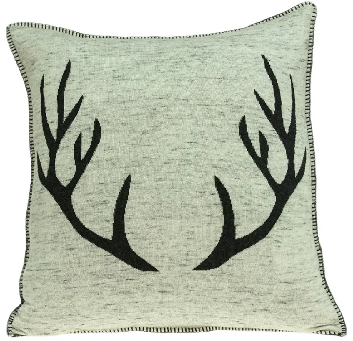 20” Tan and Black Lodge Style Antlers Knitted Square Throw Pillow