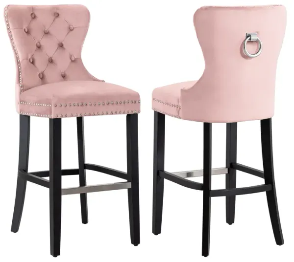 WestinTrends Tufted Velvet Bar Stool (Set of 2)