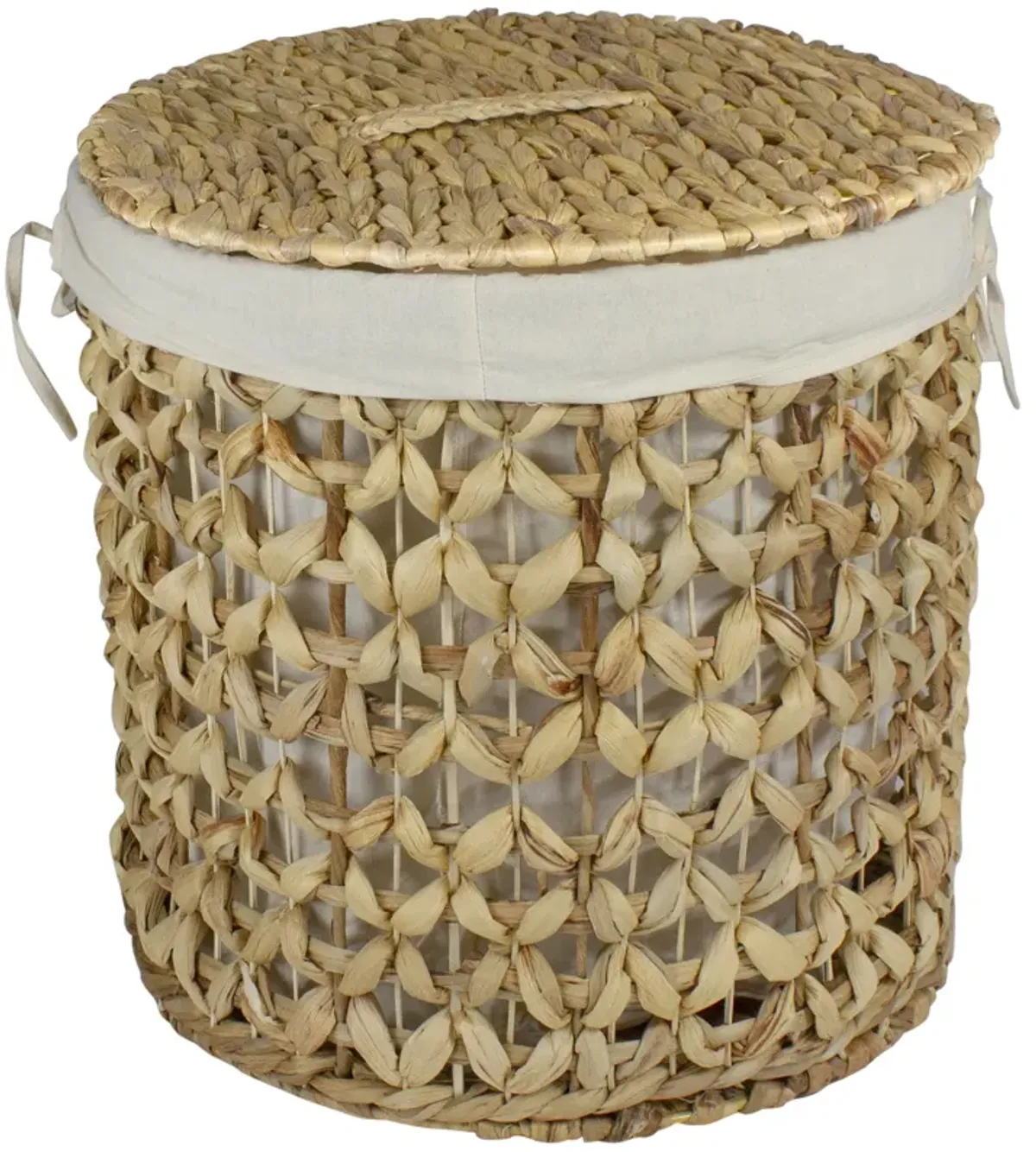 16" Natural Woven Laundry Hamper Basket with Cotton Liner and Lid