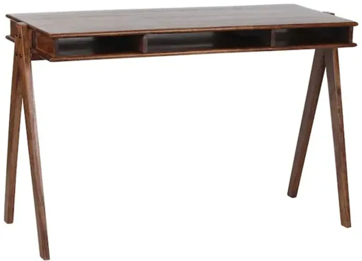 Porter Designs Portola Solid Acacia Wood Desk, Brown