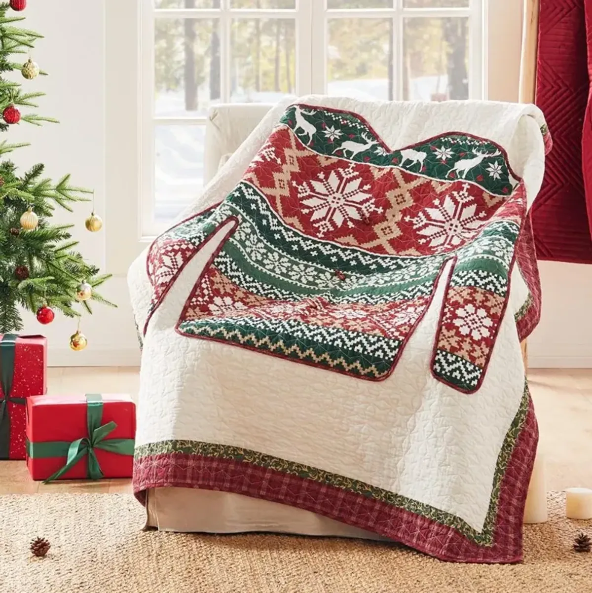 Greenland Home Fashion Ugly Sweater Ultra Soft High-Quality Throw Blanket Standard Red