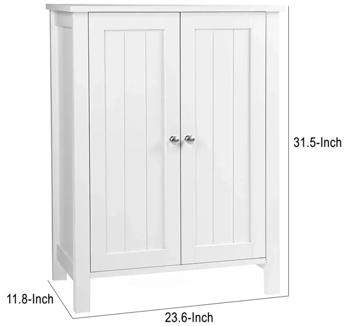 Deavan 31 Inch Wood Bathroom Storage Cabinet, 2 Doors, Plank Style, White - Benzara