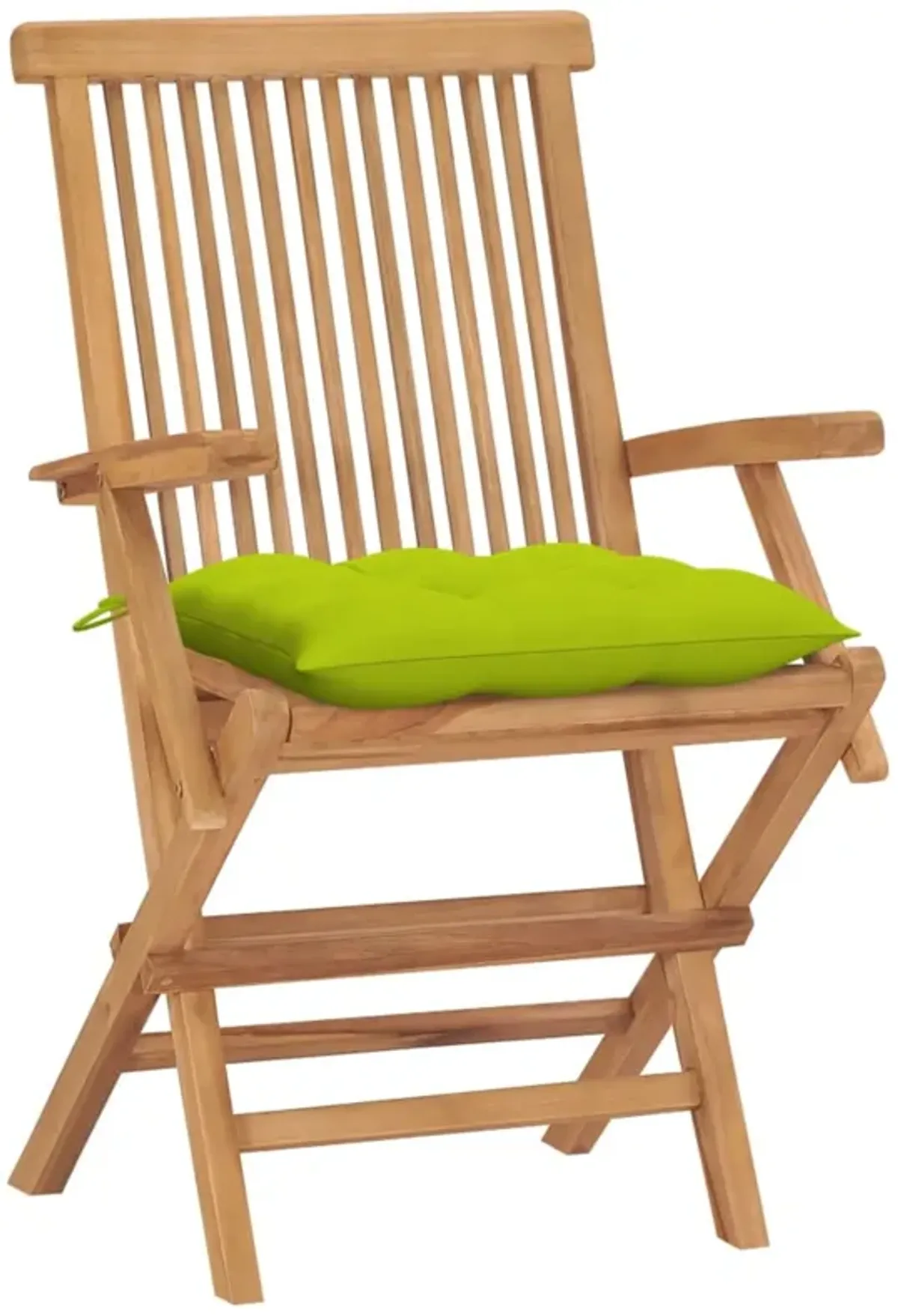 vidaXL Garden Chairs with Bright Green Cushions 4 pcs Solid Teak Wood