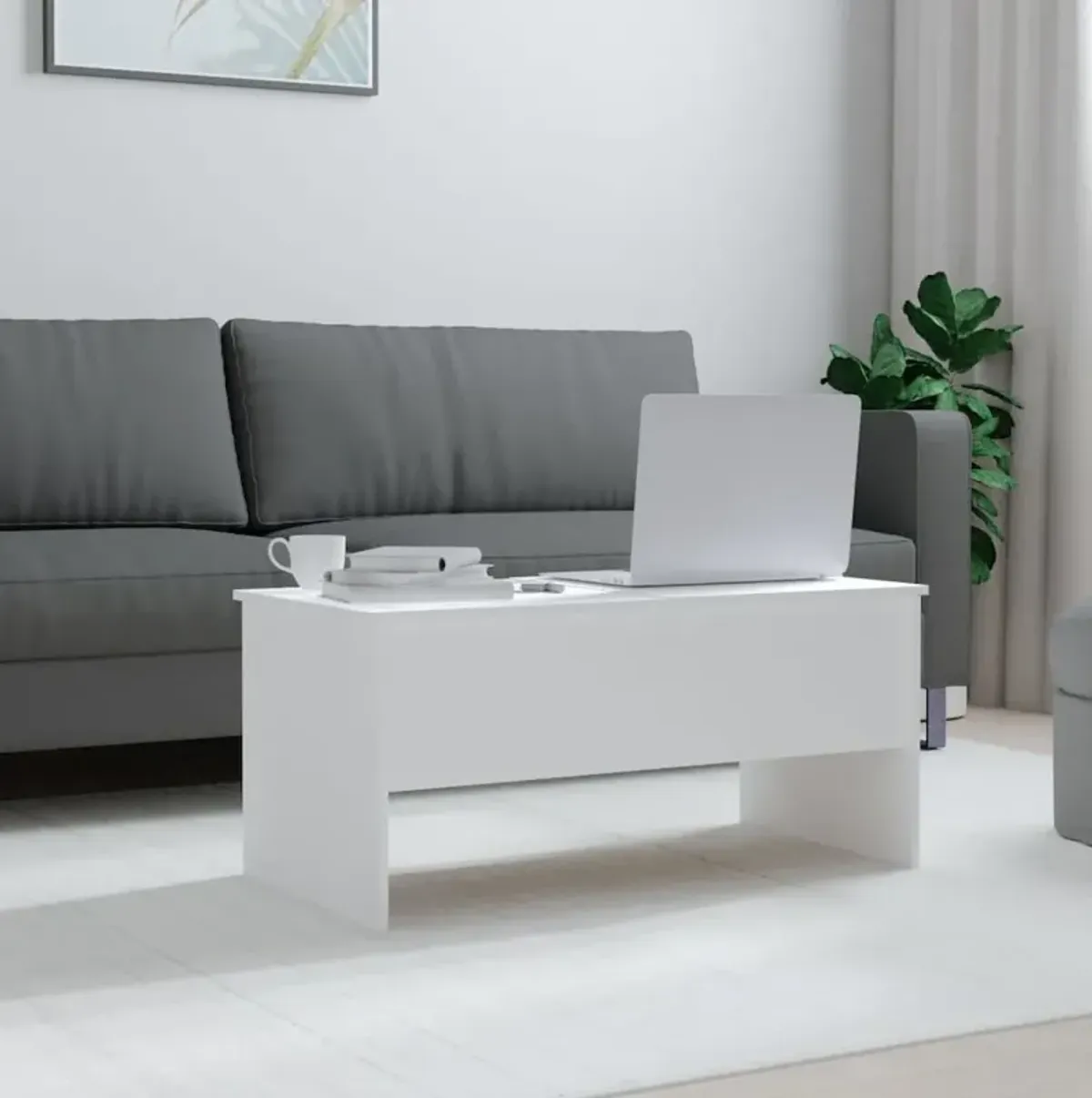 Coffee Table White 40.2"x19.9"x18.3" Engineered Wood