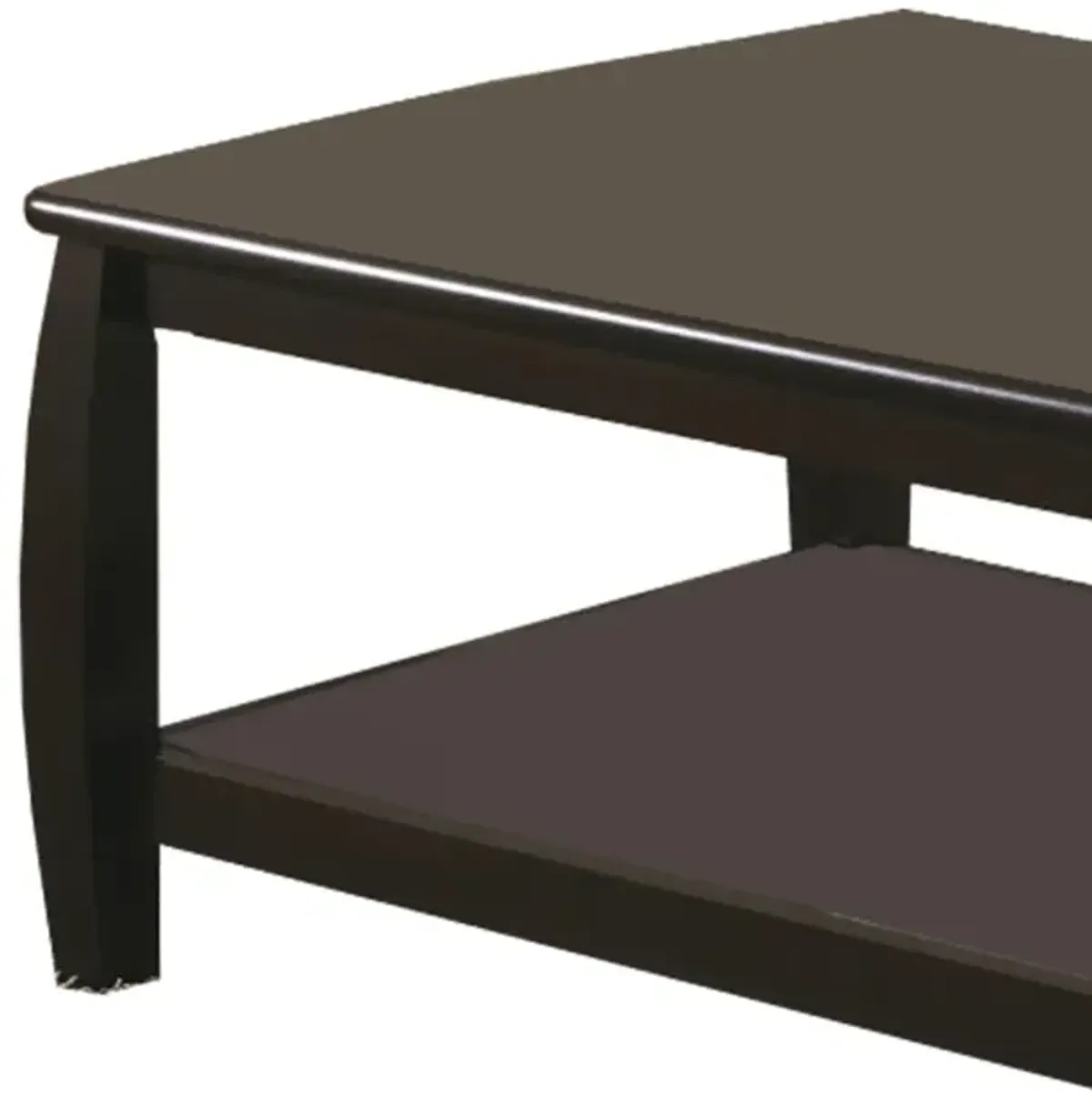 Contemporary Style Wooden Coffee Table With Slightly Rounded Shape, Dark Brown-Benzara