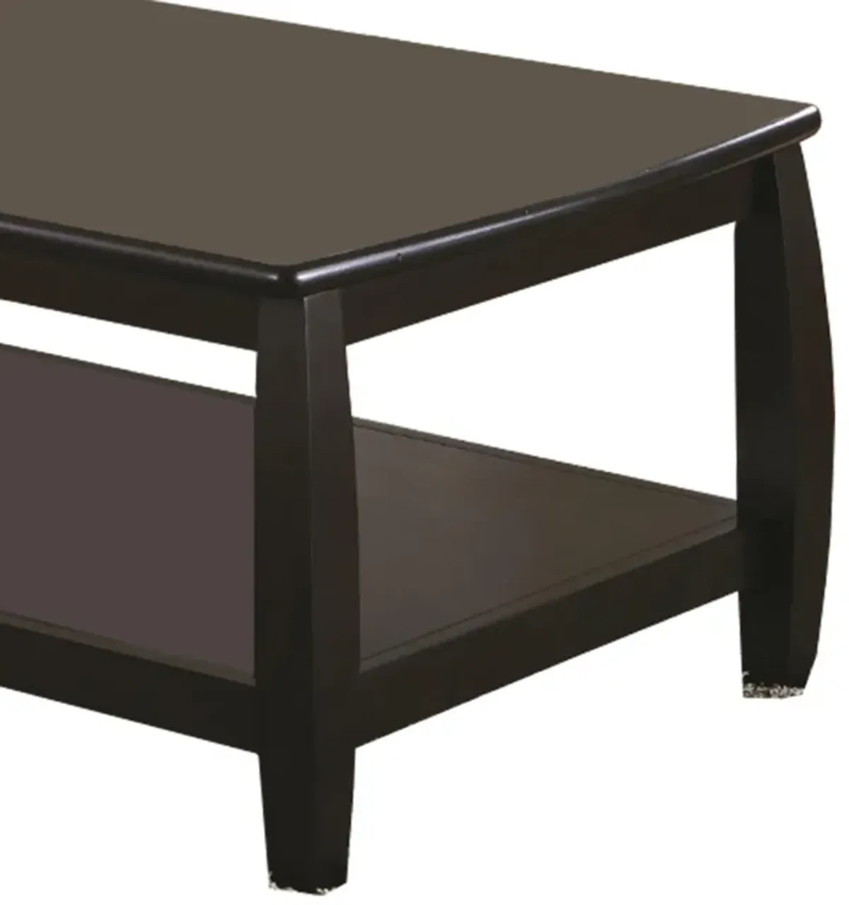 Contemporary Style Wooden Coffee Table With Slightly Rounded Shape, Dark Brown-Benzara