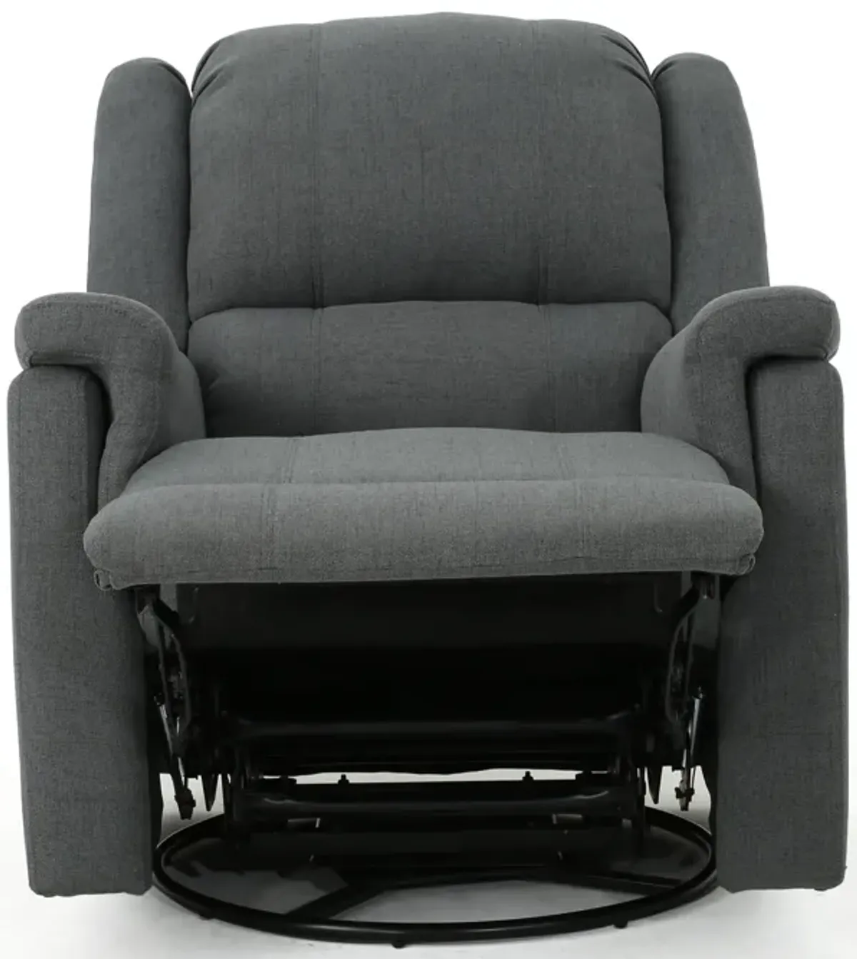 Contemporary Swivel Glider Recliner for Small Spaces in Charcoal Fabric