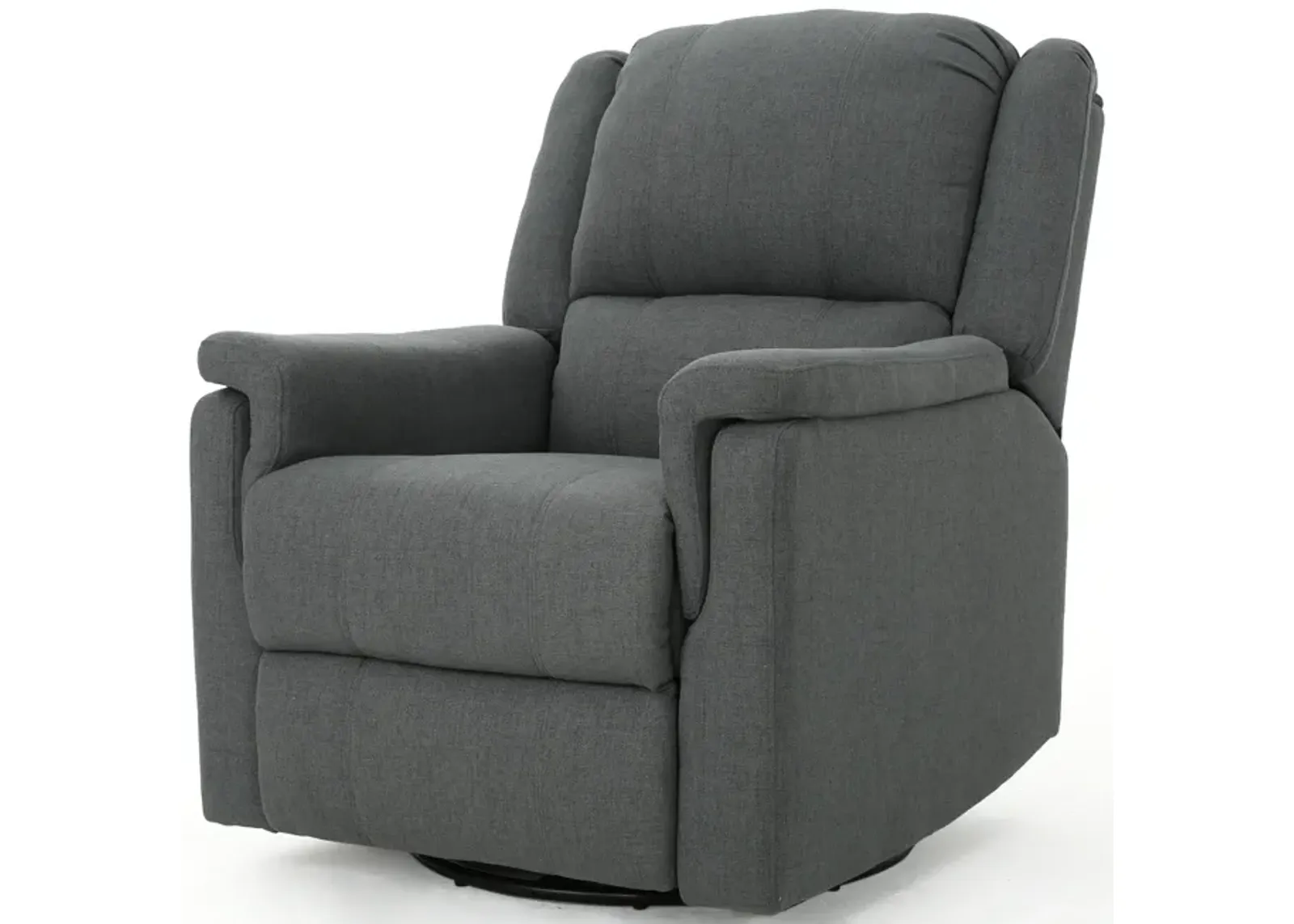 Contemporary Swivel Glider Recliner for Small Spaces in Charcoal Fabric