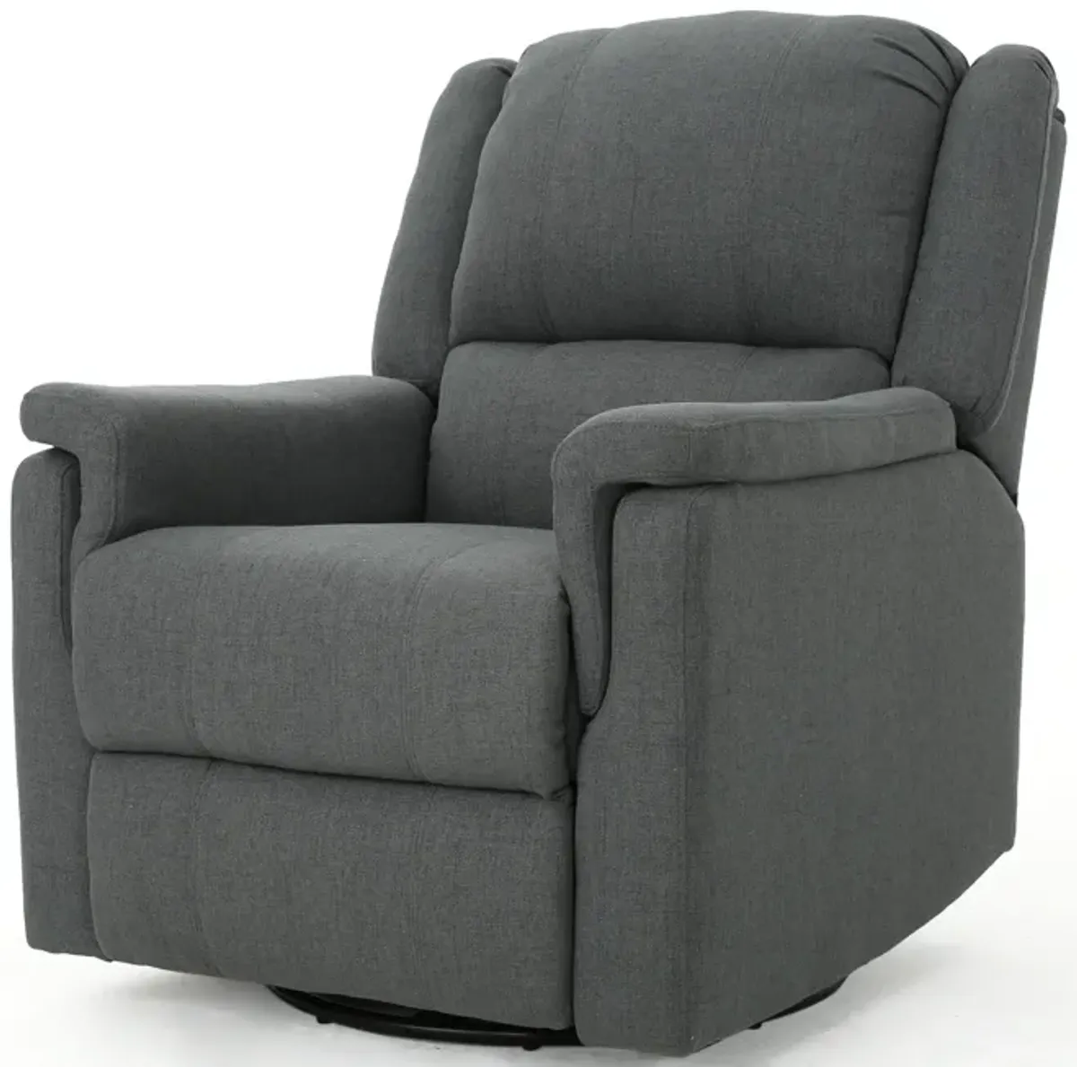 Contemporary Swivel Glider Recliner for Small Spaces in Charcoal Fabric