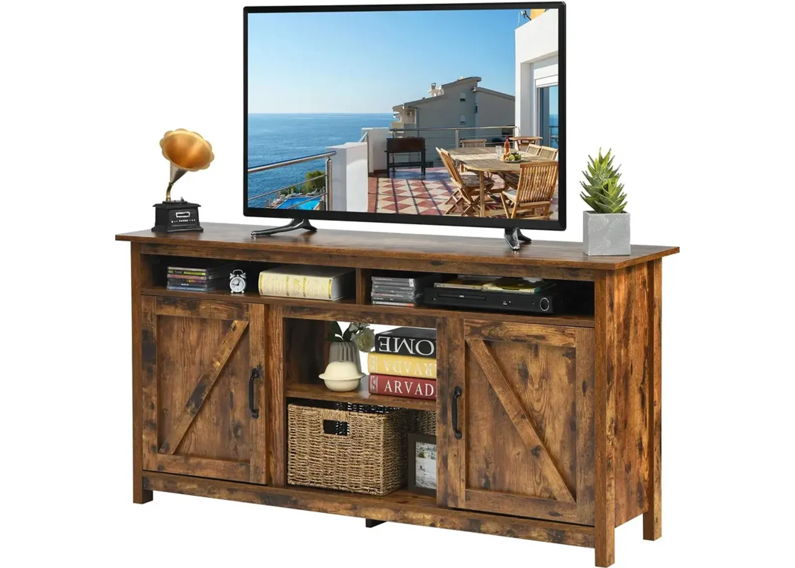 Industrial TV Stand Entertainment Center with Shelve and Cabinet