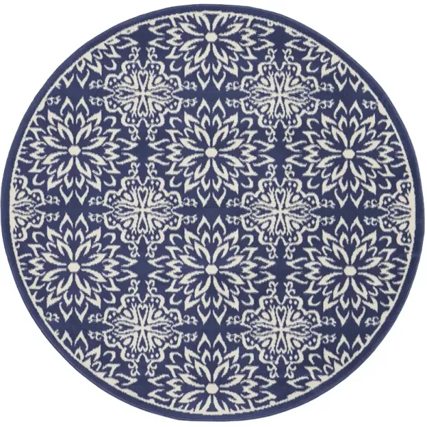 Jubilant JUB06 Navy/Ivory 5'3" x Round Rug