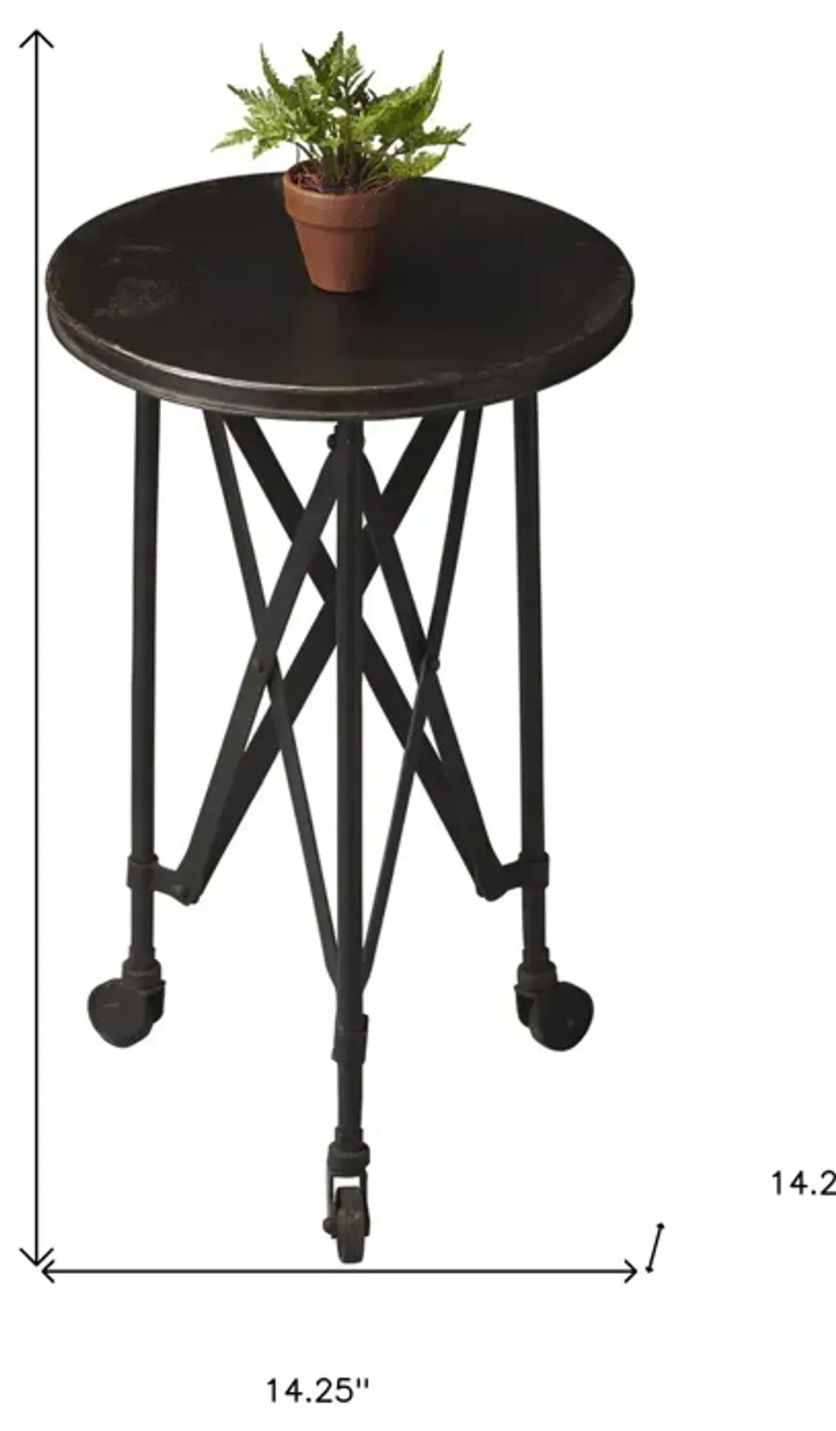 Hivvago 23" Black Industrial Rolling Round End Table