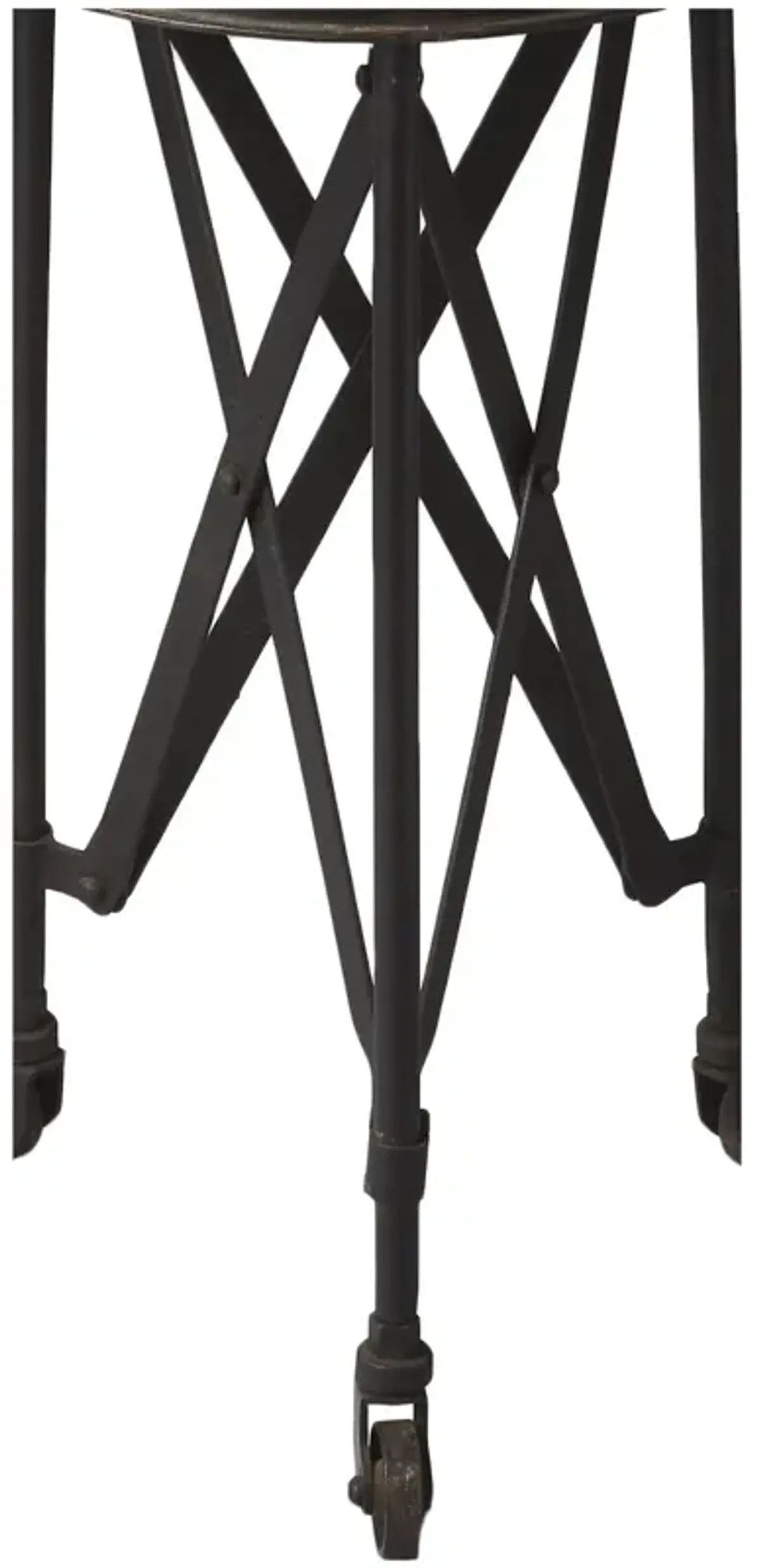 Hivvago 23" Black Industrial Rolling Round End Table