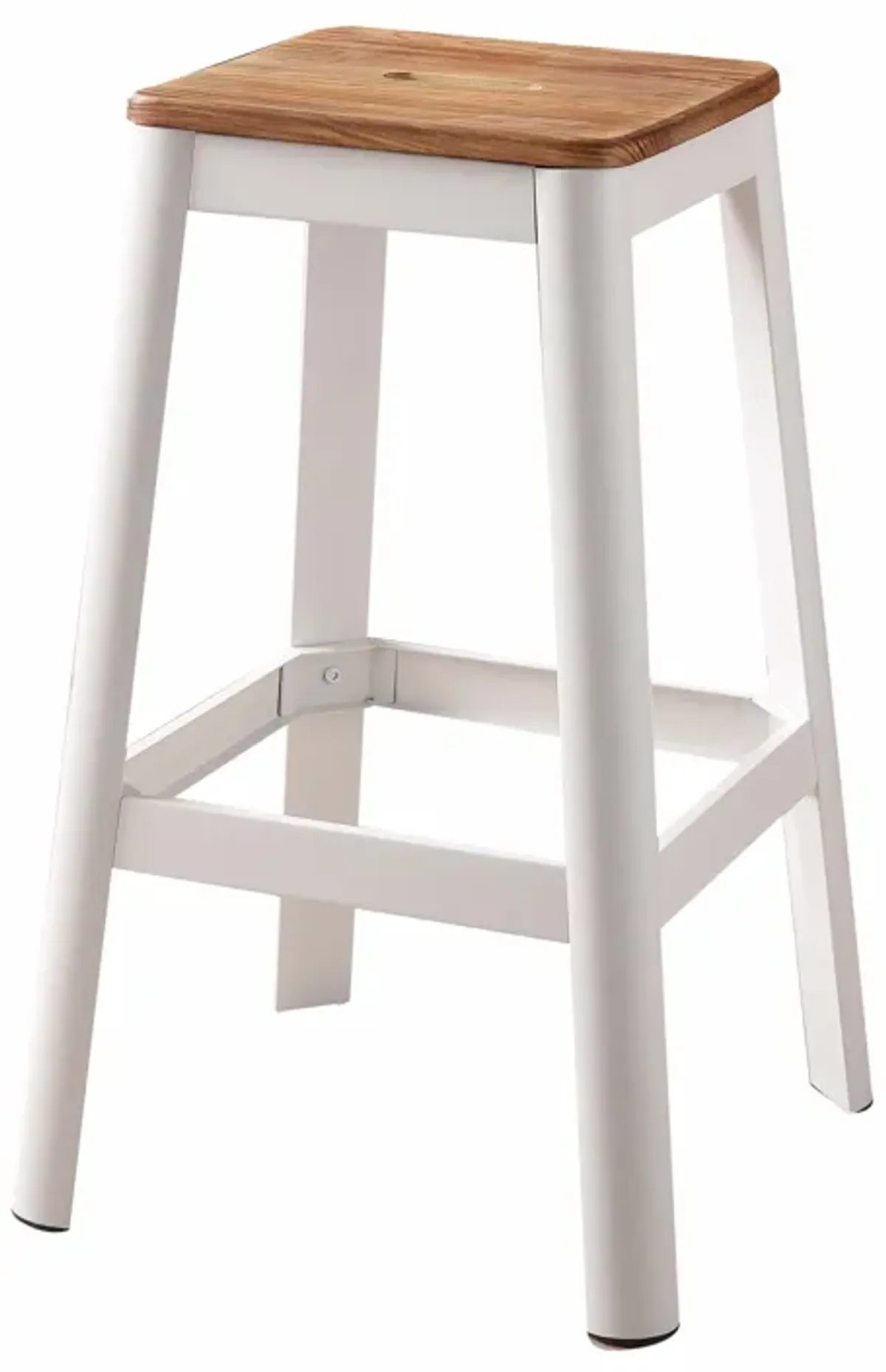 Contrast White And Natural Wood Bar Stool