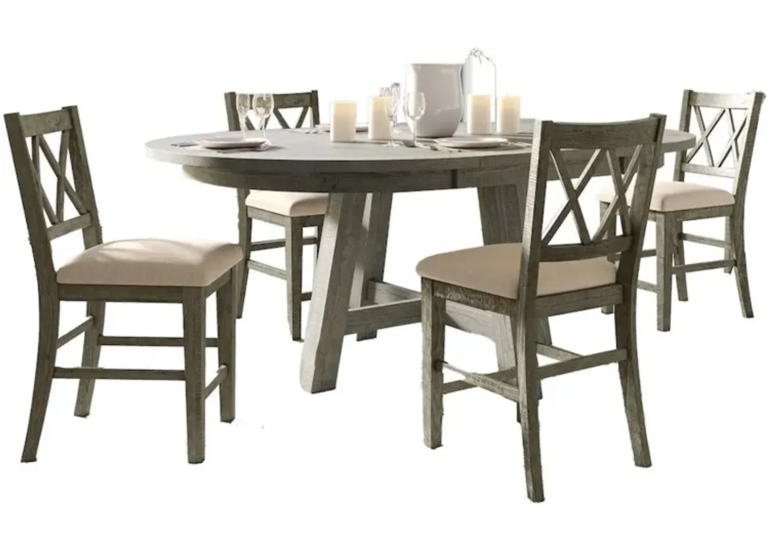 Jofran Solid Wood Five Piece Counter Height Dining Table Set