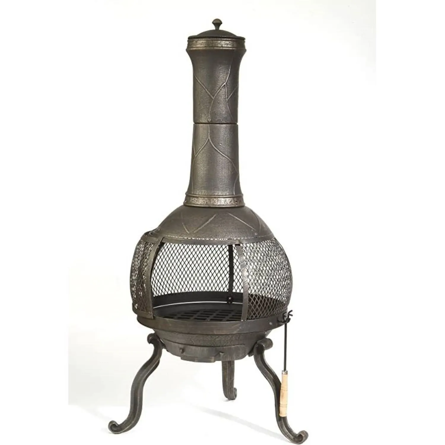 Hivvago Rustic Outdoor Steel Cast Iron Chimenea Wood Fire Pit