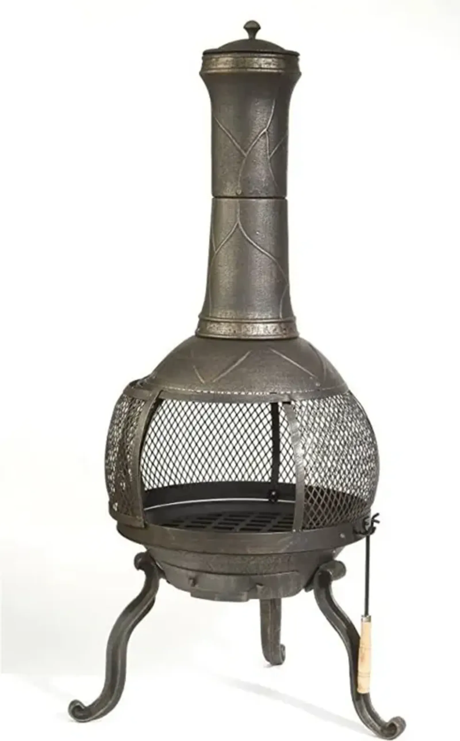 Hivvago Rustic Outdoor Steel Cast Iron Chimenea Wood Fire Pit