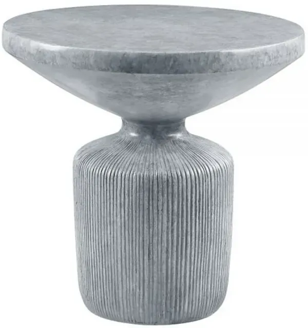 Lylie 30 Inch Side End Table, Round Naturalistic Design, Gray Cement - Benzara