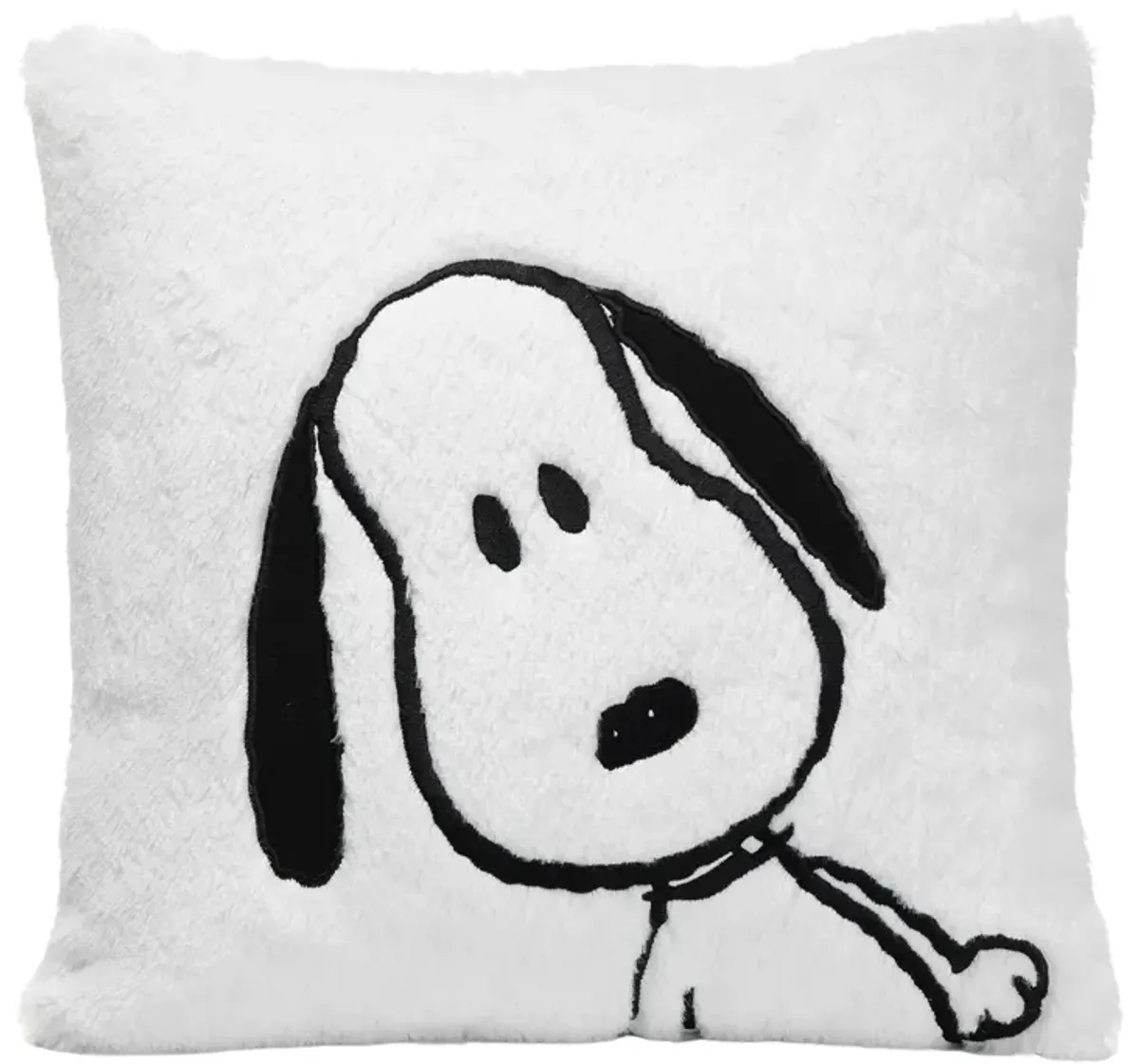 Lambs & Ivy Classic Snoopy White/Black Furry Decorative Nursery Throw Pillow