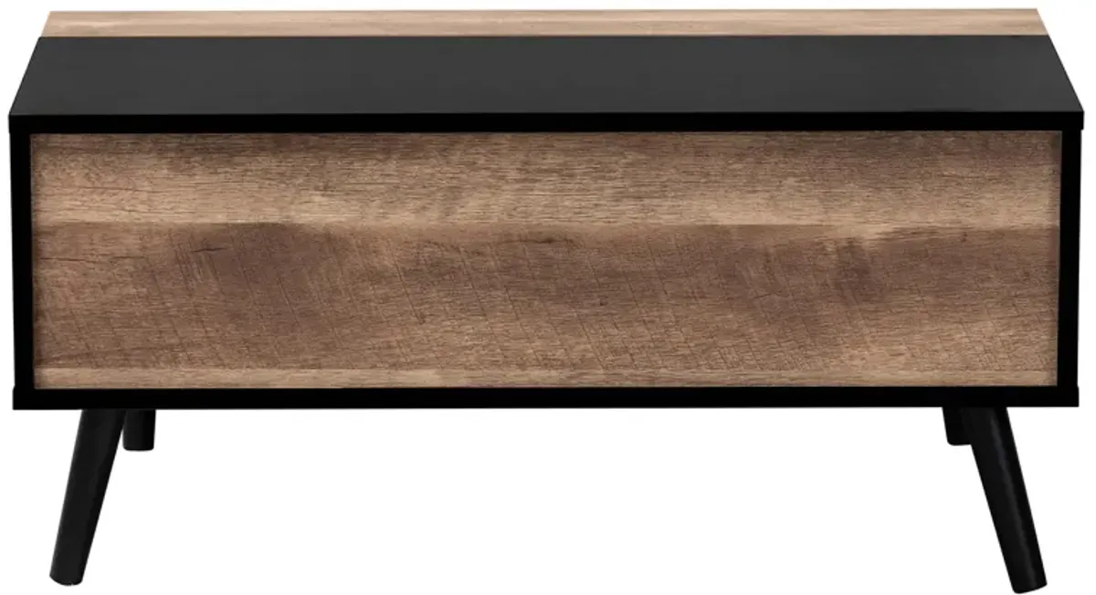 Baxton Studio Jensen Modern Two Tone Black Lift Top Coffee Table with Storage Compartment