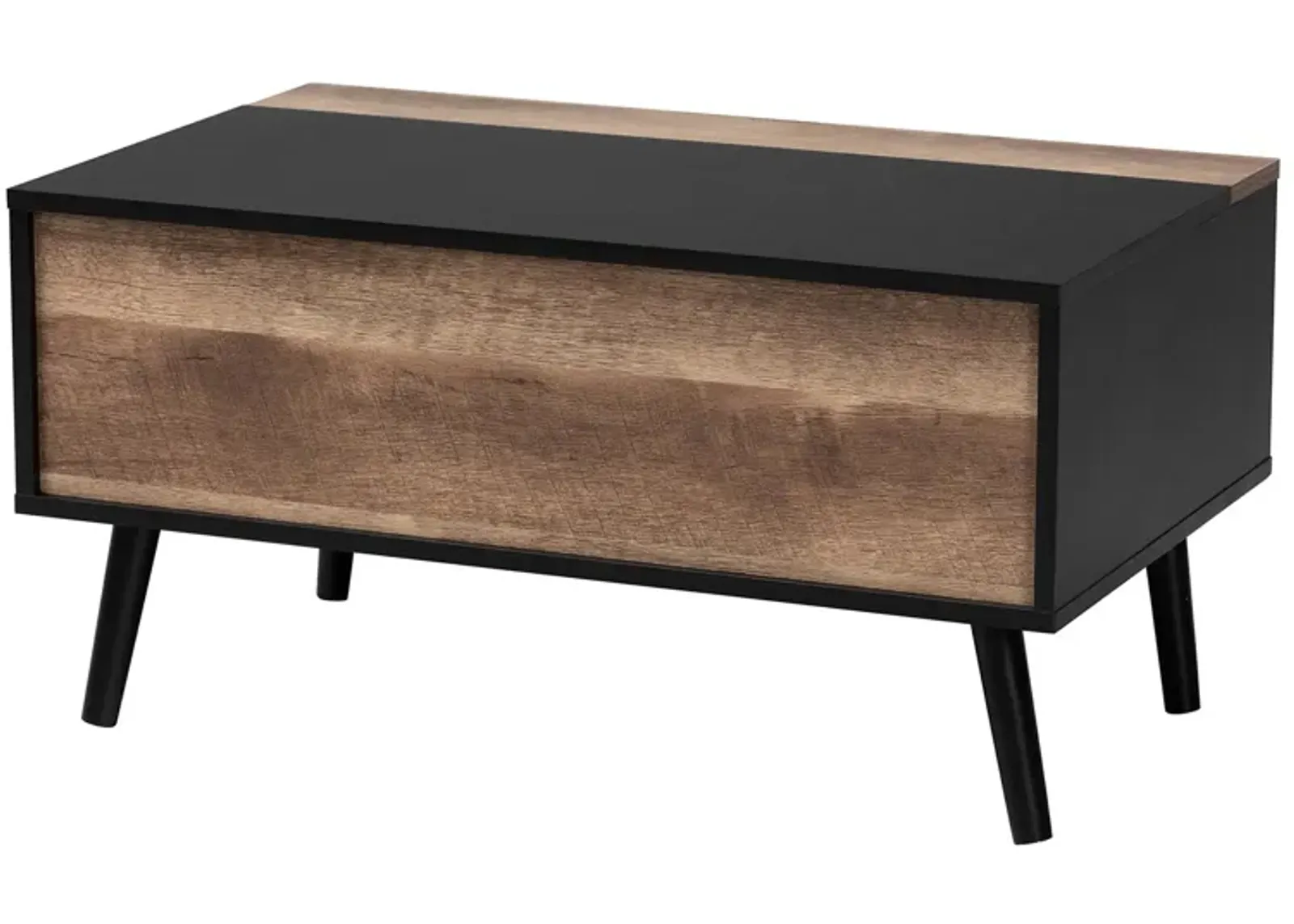 Baxton Studio Jensen Modern Two Tone Black Lift Top Coffee Table with Storage Compartment