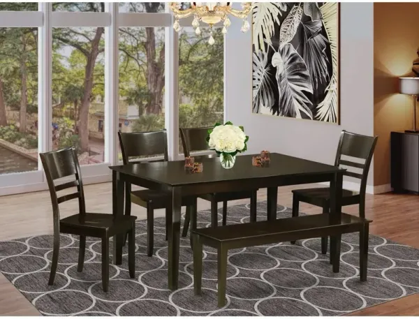 6-Pc Dining room set with bench - Dining Table and 4 ding room Chairs and Bench