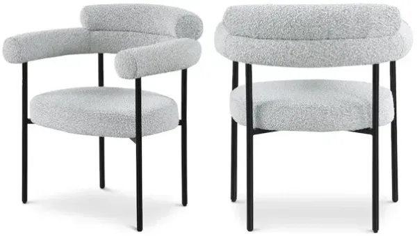 Meridian Furniture Blake Grey Boucle Fabric Dining Chair, Set of 2