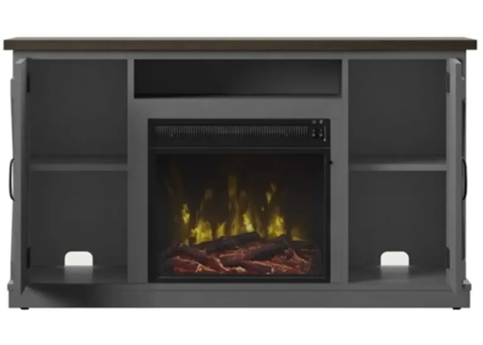 Hivvago FarmHouse Rustic Grey/Espresso TV Entertainment Electric Fireplace