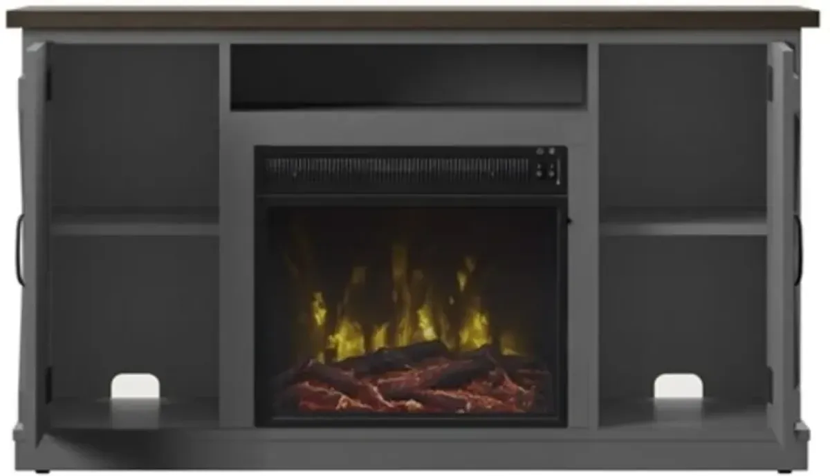 Hivvago FarmHouse Rustic Grey/Espresso TV Entertainment Electric Fireplace