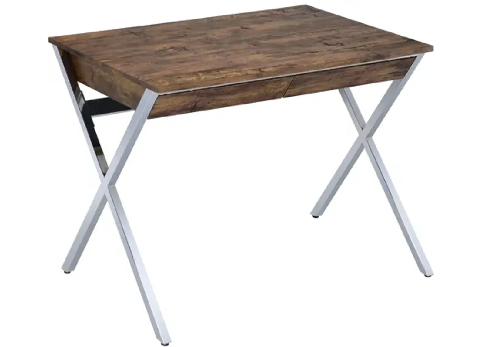 ACME Callers Writing Desk, Weathered Oak & Chrome