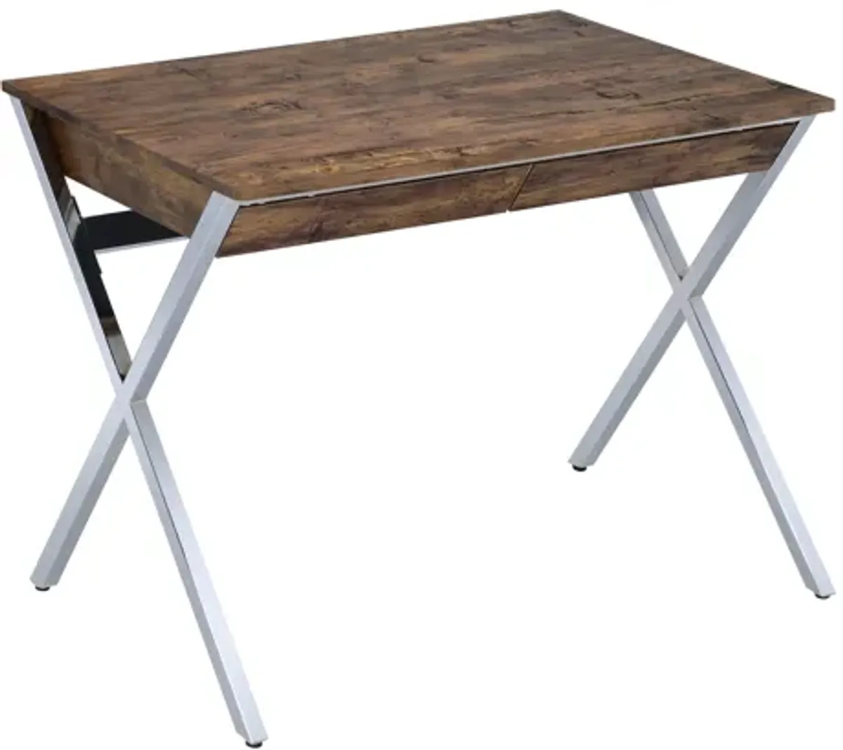 ACME Callers Writing Desk, Weathered Oak & Chrome