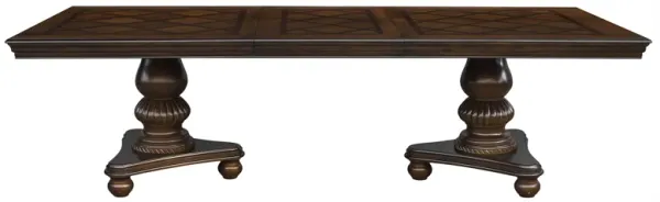 Traditional Dining Table 1pc Brown Cherry Finish Double Pedestal Base Separate Extension Leaf Dining Furniture