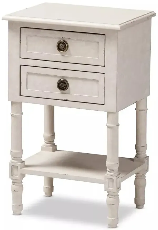 Baxton Studio Lenore Country Cottage Farmhouse Whitewashed 2-Drawer Nightstand