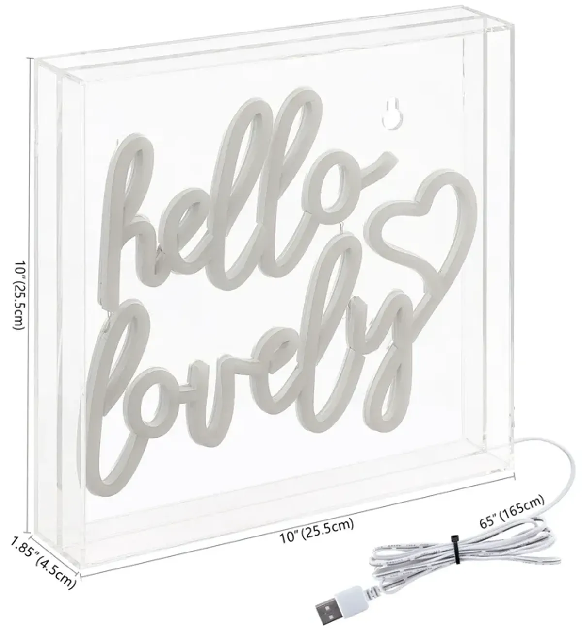 Hello Lovely 10" Square Contemporary Glam Acrylic Box USB Operated LED Neon Light