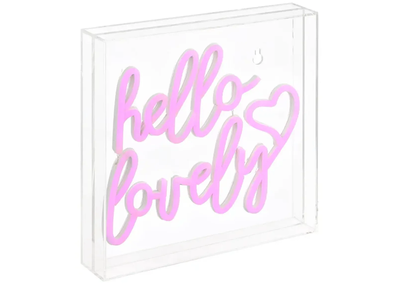 Hello Lovely 10" Square Contemporary Glam Acrylic Box USB Operated LED Neon Light, Pink