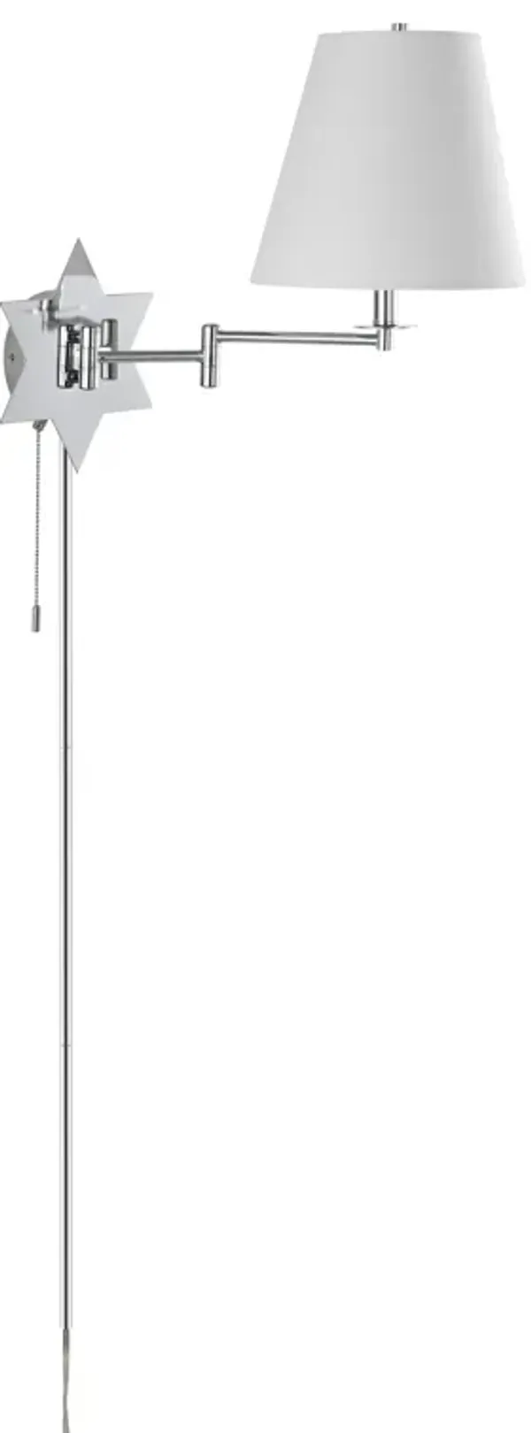 David Modern French Country Swing Arm Plug-In or Hardwired Iron LED Star Wall Sconce with Pull-Chain and USB Charging Port