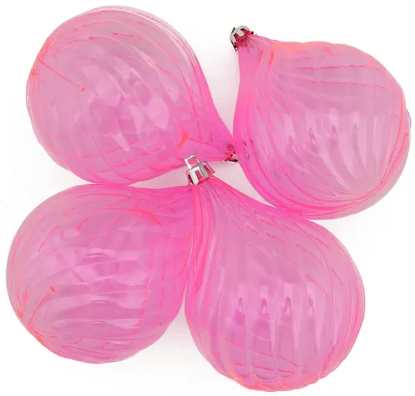 4ct Pink Transparent Finial Drop Shatterproof Christmas Ornaments 4.5"