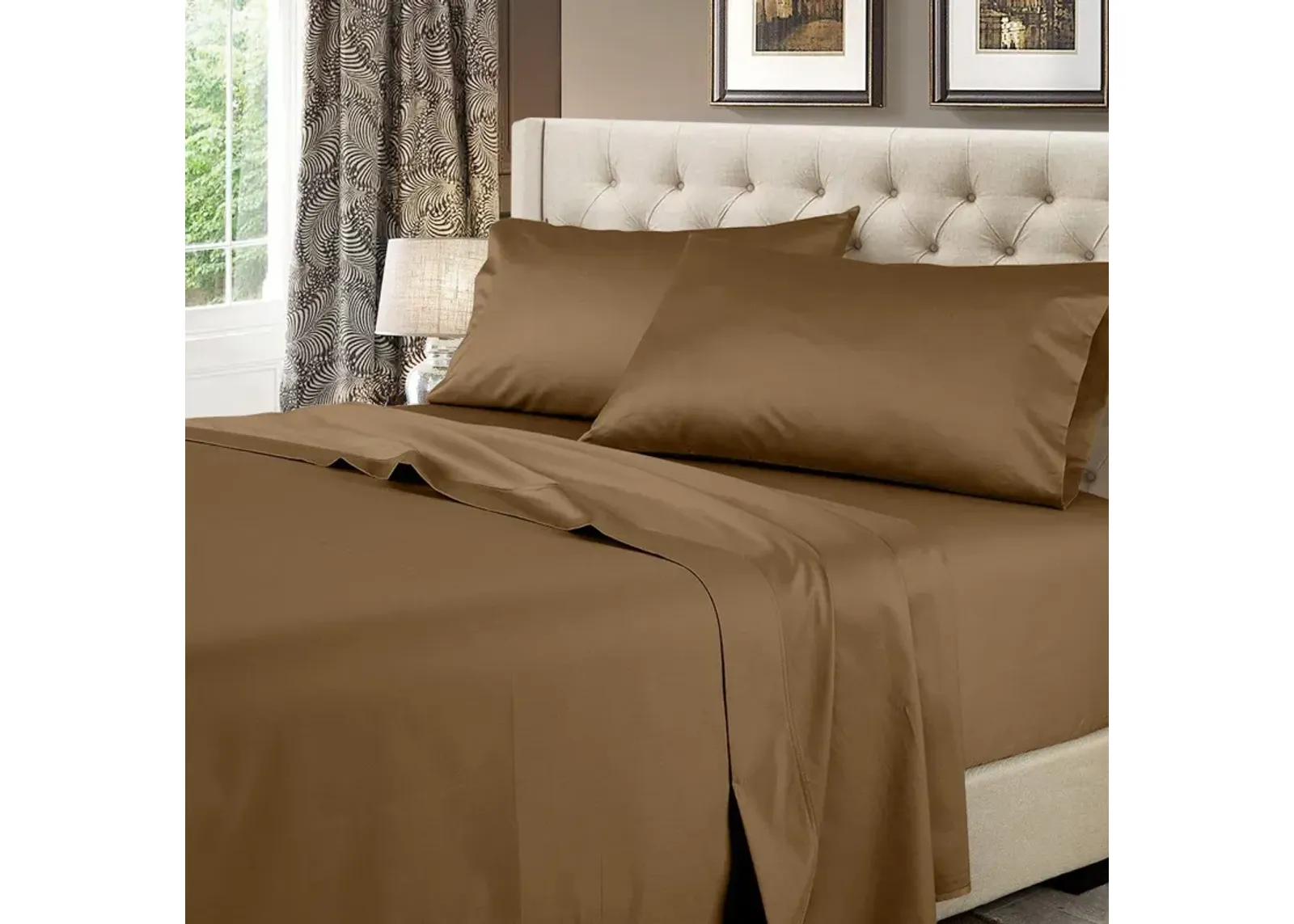 Egyptian Linens Solid 600 Thread Count Cotton Sheets Set.