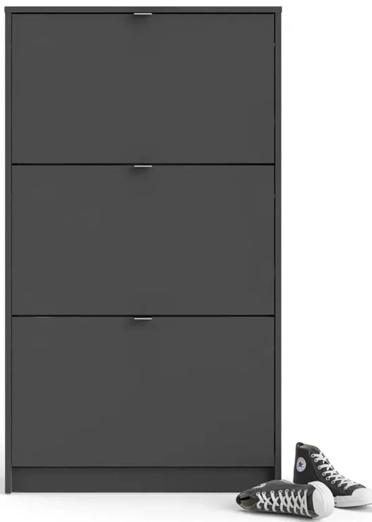 Tvilum Bright 3 Drawer Shoe Cabinet, Matte Grey