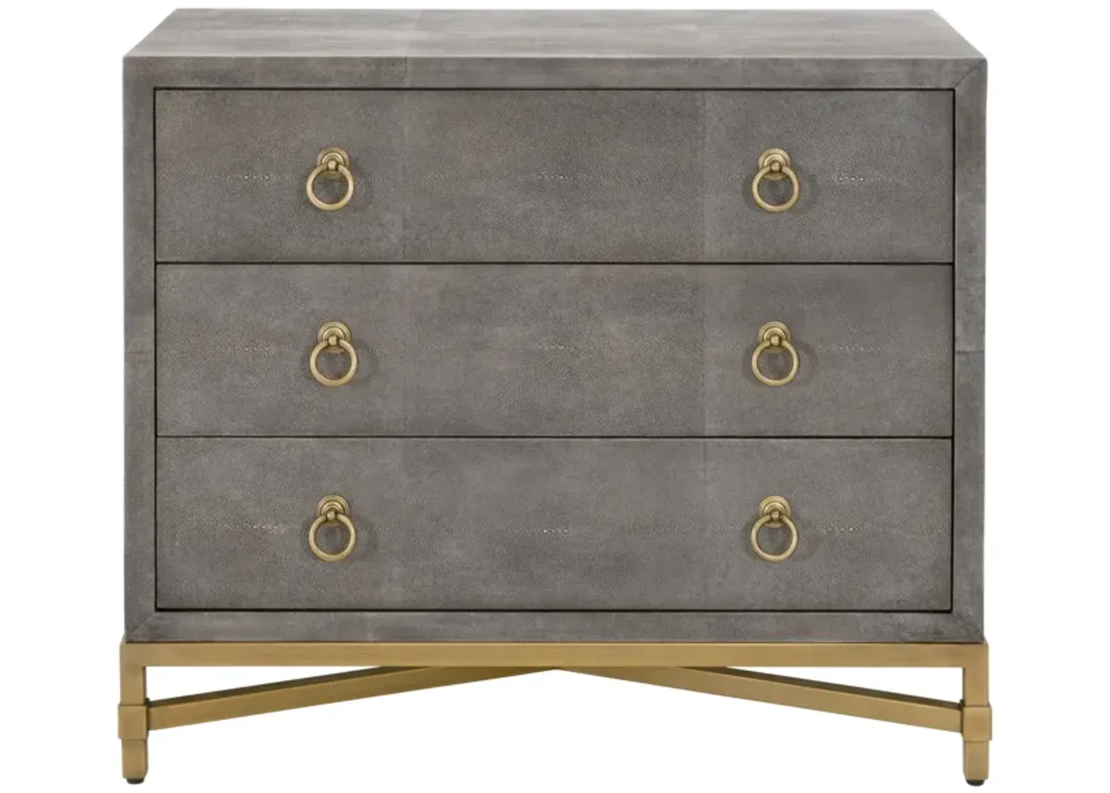 Gray Shagreen 3-Drawer Nightstand