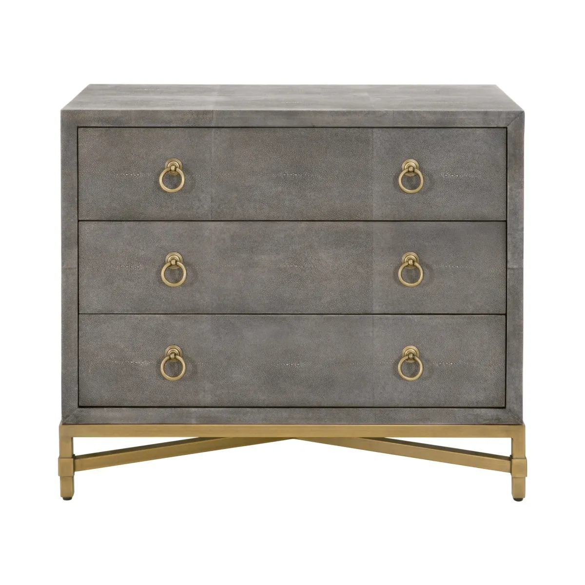 Gray Shagreen 3-Drawer Nightstand