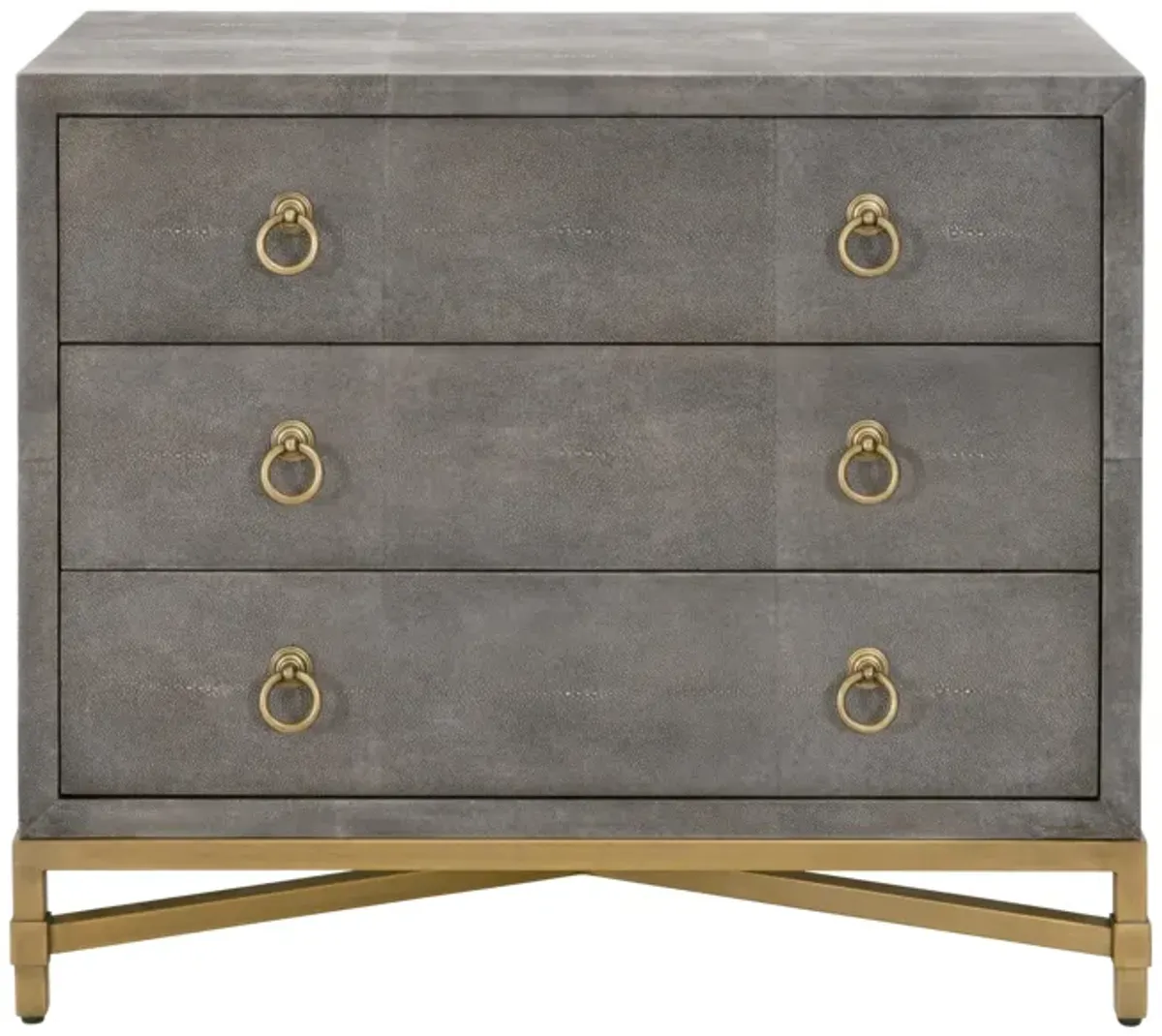 Gray Shagreen 3-Drawer Nightstand