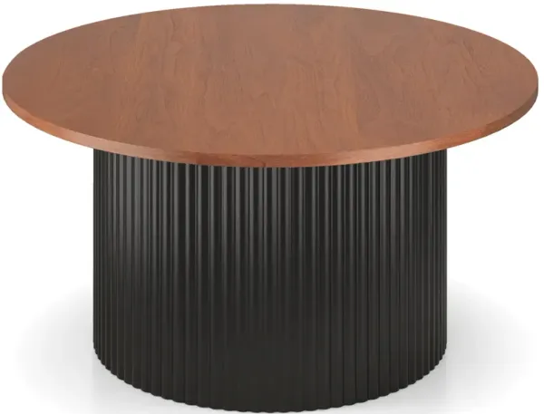 Round Wood Coffee Table with Solid Frame and Durable Wooden Surface
