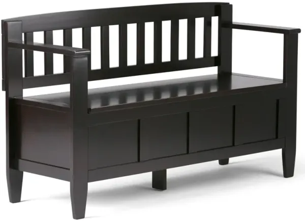 Brooklyn SOLID WOOD 48 inch Wide Contemporary Entryway Storage Bench in Coffee Brown