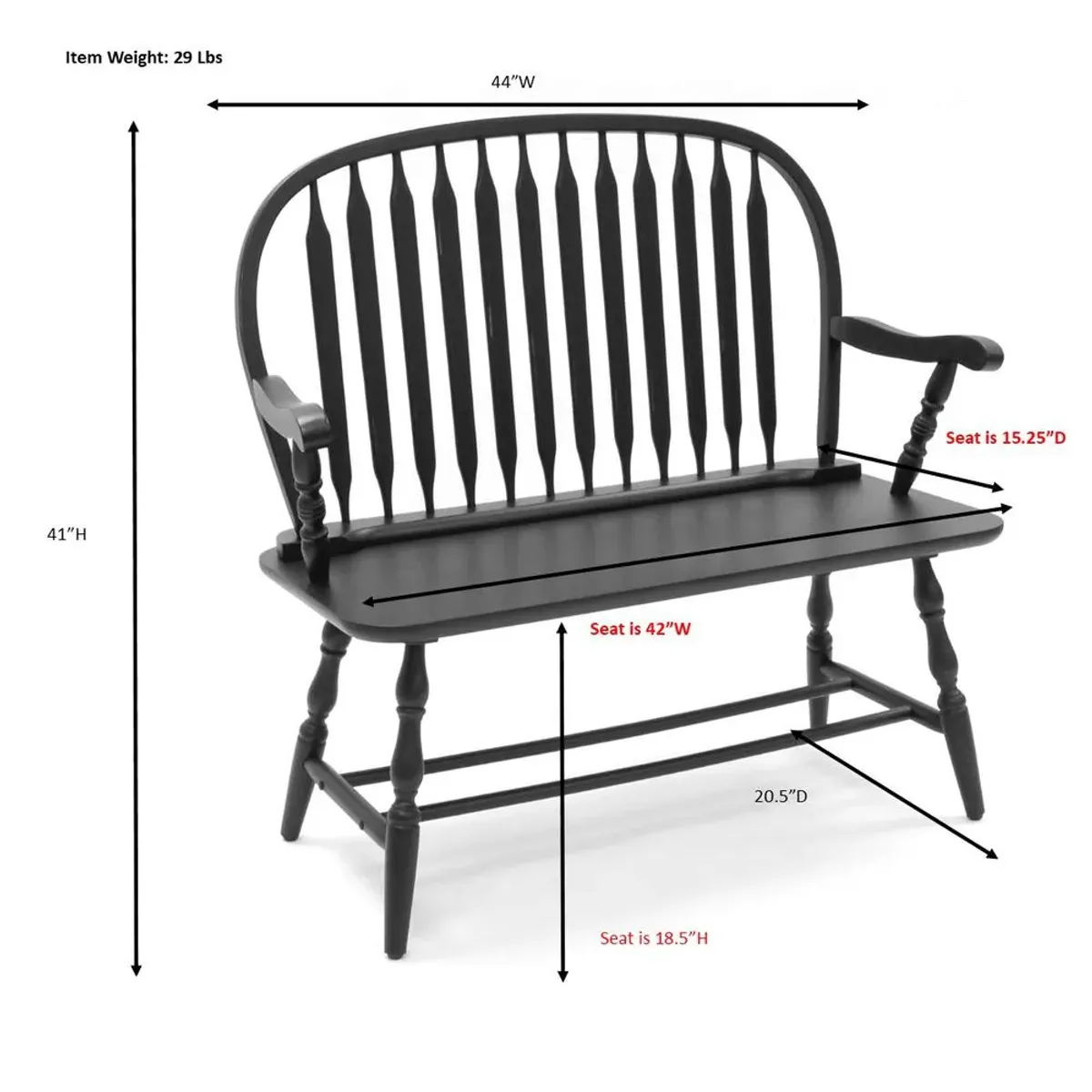 Carolina Living Windsor Bench - Elm