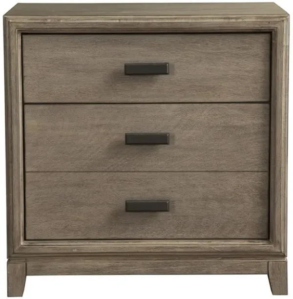 Hivvago Antique Grey Finish Wood 3 Drawer Nightstand